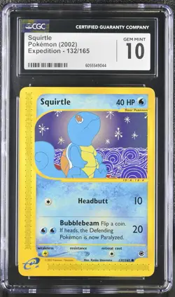 CGC 10 GEM MINT Squirtle 2002 Expedition 132/165 Pokemon Card psa - Image 1