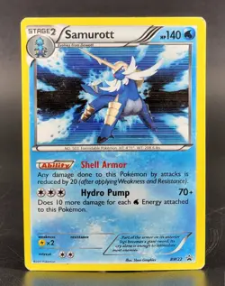 Pokemon Samurott BW22 Black Star Promo Off-center Printer Error on Back MP - Image 1
