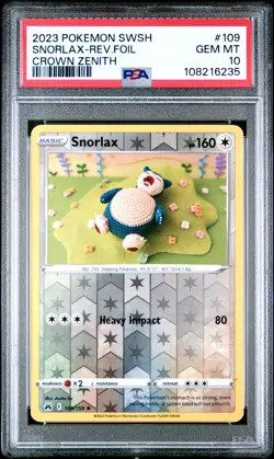 Snorlax 109/159 PSA 10 Reverse Holo - Crown Zenith 2023 - LOW POP Pokemon Card - Image 1