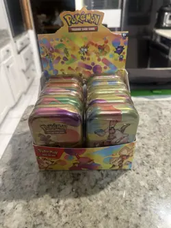 Pokemon Scarlet & Violet 151 Mini Tins Display Case - 10x Factory Sealed Tins - Image 1