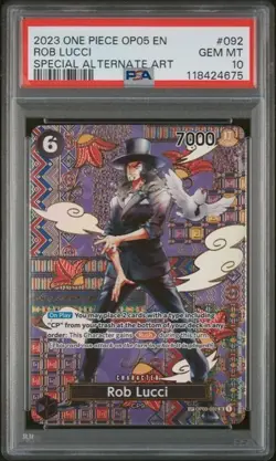 Rob Lucci SP Alt Art PSA 10 OP03- 092 (OP05) New Era One Piece Card English - Image 1
