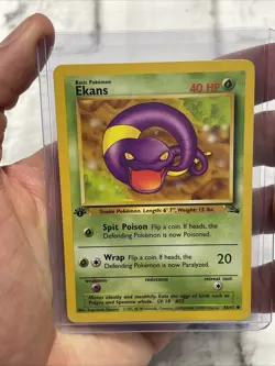 Ekans 46/62 Fossil 1st Edition Non Holo WotC 1999 Vintage Pokemon TCG Card NM - Image 1
