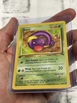 Ekans 46/62 Fossil 1st Edition Non Holo WotC 1999 Vintage Pokemon TCG Card NM - Image 2