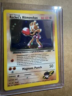 Pokemon TCG - Rocket's Hitmonchan Holo Card (11/132) - Gym Heroes - WOTC -LP - Image 1