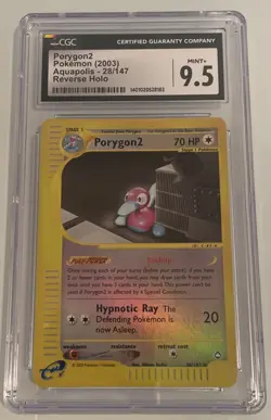 CGC 9.5 MINT+ Porygon2 28/147 Reverse Holo Aquapolis 2003 Pokemon Card PSA BGS - Image 1