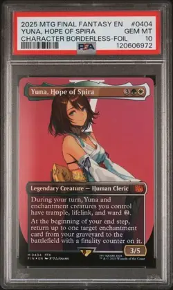 PSA 10 GEM MINT Yuna, Hope of Spira 0404 Borderless Foil Final Fantasy MTG - Image 1
