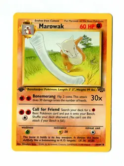 Vintage 1999 First Edition MAROWAK Pokemon Card 39/64 Uncommon (Jungle Set) - Image 1