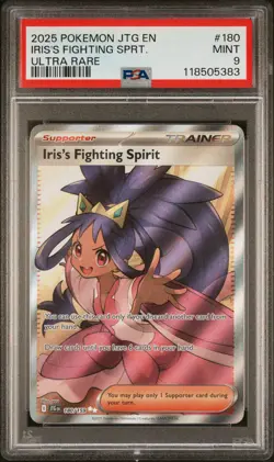 2025 POKEMON JTG EN-JOURNEY TOGETHER ULTRA RARE IRIS'S FIGHTING SPIRIT PSA 9 - Image 1