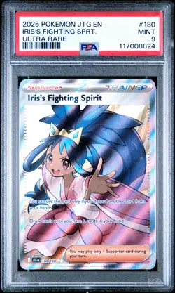 2025 POKEMON JTG EN-JOURNEY TOGETHER ULTRA RARE IRIS'S FIGHTING SPIRIT PSA 9 - Image 1