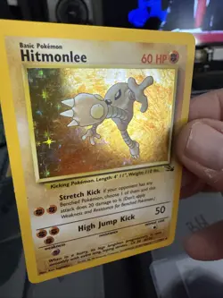 1999 Pokemon Unlimited Fossil Hitmonlee 7/62 Holo LP NM B50 - Image 3