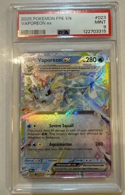 2025 POKEMON PRE EN-PRISMATIC EVOLUTIONS #023 VAPOREON EX PSA 9 - Image 1