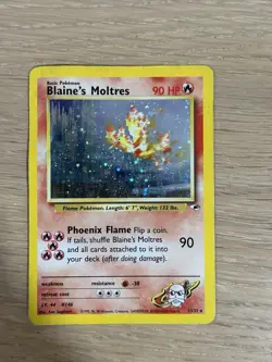 Pokemon Card Blaine's Moltres Gym Heroes 1/132 WotC Vintage 2000 Holo Rare SWIRL - Image 2