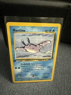 Pokemon Neo Genesis 1st Edition Mantine Card 64/111 Regular LP - Image 1
