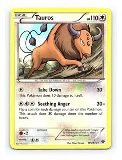 Tauros #100/146 XY Base Set Pokemon Rare - Image 1