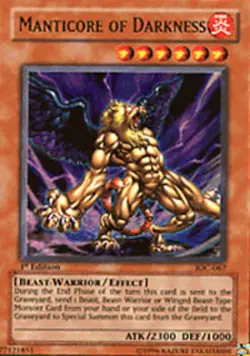 Yugioh! LP Manticore of Darkness - IOC-067 - Ultra Rare - 1st Edition Lightly Pl - Image 1