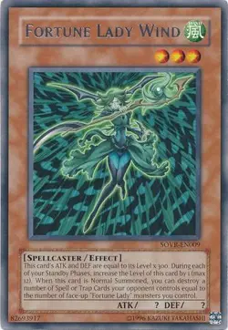 Yugioh! LP Fortune Lady Wind - SOVR-EN009 - Rare - Unlimited Edition Lightly Pla - Image 1