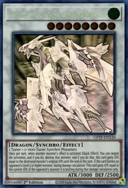 Yugioh! LP Crystal Wing Synchro Dragon - GFTP-EN130 - Ghost Rare - 1st Edition L - Image 1