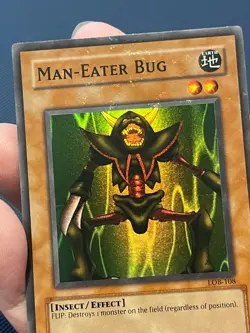 Yu-Gi-Oh LOB-108 Man-Eater Bug Super Rare Ink/Foil Blotch Misprint Error VLP! - Image 2