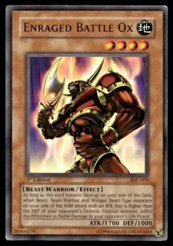 1996 Yu-Gi-Oh! 1st edition Enraged Battle Ox #IOC-070 Uncirculated NMT. - Image 1