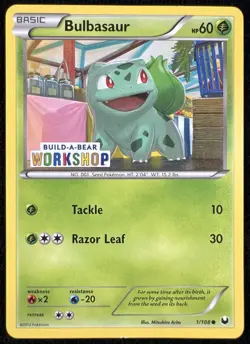 Bulbasaur Build a Bear Workshop Promo Pokemon Card 1/108 - LP - Image 1