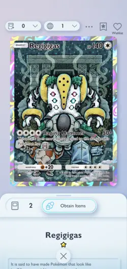 Regigigas 1 Star Rare Card Pokemon Pocket Tcg Digital Trade NOT A PHYSICAL CARD - Image 1