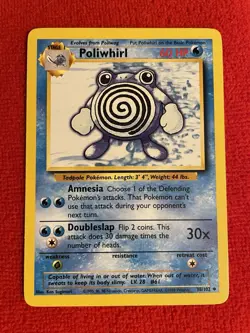 Pokemon TCG Poliwhirl Base Set, Unlimited Uncommon Card 38/102 - Image 1