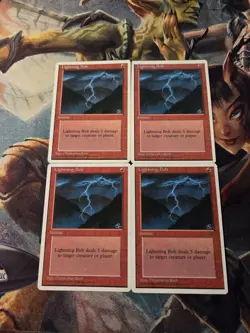 Lightning Bolt X4 4th Edition Mtg Lot Light Play - Image 1