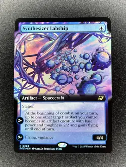 MTG Edge of Eternities Foil EXTENDED ART R Synthesizer Labship 0329 - Image 1