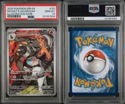 PSA 10 2025 POKEMON DESTINED RIVALS 191 TEAM ROCKET'S HOUNDOOM ILLUSTRATION RARE - Image 3