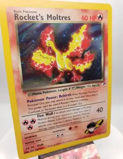ROCKET'S MOLTRES Gym Heroes POKEMON Holo Foil 2000 Trading Card 12/132 TCG WOTC - Image 1