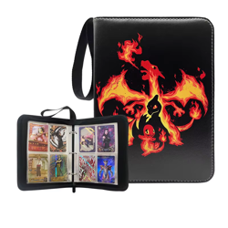 Pokemon card binder for Pokemon cards, 50 sleeves, 9.5x7" red/black cover - Image 1
