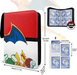Pokemon card binder for Pokemon cards, 50 sleeves, 9.5x7" red/black cover - Image 3