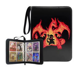Pokemon card binder for Pokemon cards, 50 sleeves, 9.5x7" red/black cover - Image 1