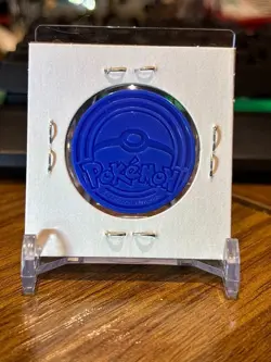 Pokemon TCG flip coin Team Plasma silver mirror holofoil light blue backed - Image 2