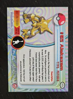 Alakazam - POKEMON TOPPS AUTHENTIC CARD #65 NM First Print Blue logo NON HOLO - Image 2