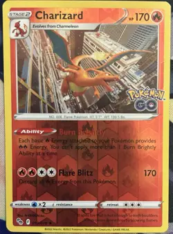 Pokemon TCG - Charizard 10/78 Reverse Holo - Pokemon GO - NM - Image 1