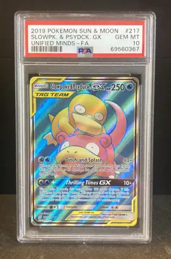2019 Pokemon SM Unified Minds - Slowpoke & Psyduck GX - Full Art PSA 10 - Image 1