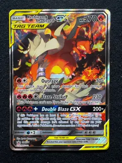 Reshiram & Charizard GX SM201 SM Black Star Promo Tag Team Holo Foil Pokemon - Image 1
