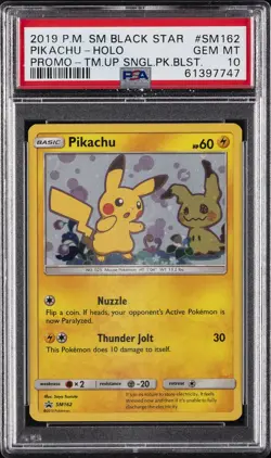 2019 POKEMON SM BLACK STAR PROMO #SM162 PIKACHU-HOLO PSA 10 - Image 1