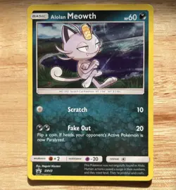Pokemon TCG Alolan Meowth SM43 Black Star Promo Sun & Moon Pokemon - Image 1