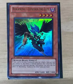 Yugioh Blackwing - Zephyros the Elite DUOV-EN066 Ultra Rare 1st Ed DAMAGED - Image 1