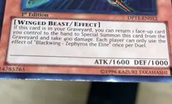 Yugioh Blackwing - Zephyros the Elite DUOV-EN066 Ultra Rare 1st Ed DAMAGED - Image 2