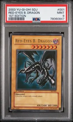 2003 Yugioh Red-Eyes Black Dragon SDJ-001 1st Edition Ultra Rare PSA 9 - Image 1