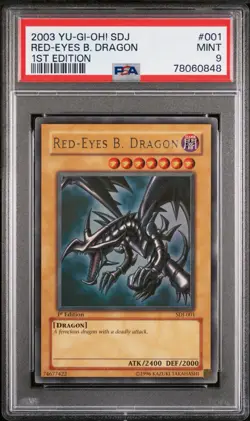 2003 Yugioh Red-Eyes Black Dragon SDJ-001 1st Edition Ultra Rare PSA 9 - Image 4