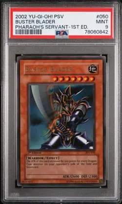 Yugioh 1st Edition Pharaoh’s Servant Buster Blader PSV-050 Ultra Rare PSA 9 - Image 1