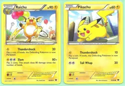 2012 POKEMON RAICHU 40/99 & PIKACHU 39/99 -2 EVOLUTION SET NEXT DESTINIES-NM/M - Image 1