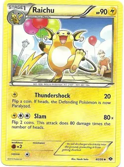 2012 POKEMON RAICHU 40/99 & PIKACHU 39/99 -2 EVOLUTION SET NEXT DESTINIES-NM/M - Image 2
