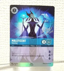 Disney Lorcana 100 Maleficent Foil Promo Card - Signed, Mint Condition - Image 2