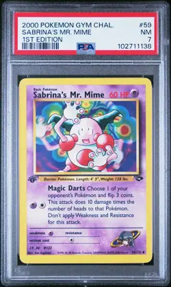 2000 POKEMON GYM CHALLENGE 1ST ED #59 SABRINA'S MR. MIME PSA 7 - Image 1