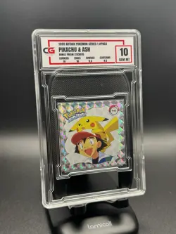 CG GM 10 1999 ARTBOX POKEMON SERIES 1 #PRO3PIKACHU & ASHBONUS PRISM STICKERS - Image 1